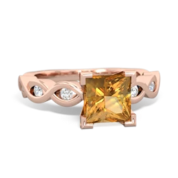 Citrine Infinity 6Mm Princess Engagement 14K Rose Gold ring R26316SQ