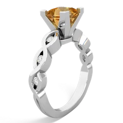 Citrine Infinity 6Mm Princess Engagement 14K White Gold ring R26316SQ