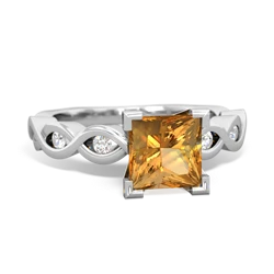 Citrine Infinity 6Mm Princess Engagement 14K White Gold ring R26316SQ