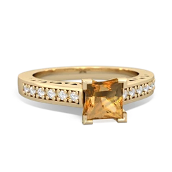 Citrine Art Deco Engagement 5Mm Square 14K Yellow Gold ring R26355SQ