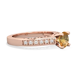 Citrine Art Deco Engagement 6Mm Round 14K Rose Gold ring R26356RD