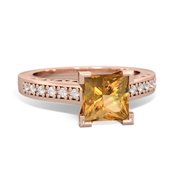 Citrine Art Deco Engagement 6Mm Princess 14K Rose Gold ring R26356SQ