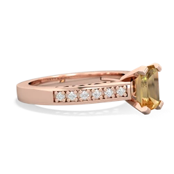 Citrine Art Deco Engagement 7X5mm Emerald-Cut 14K Rose Gold ring R26357EM