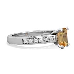 Citrine Art Deco Engagement 7X5mm Emerald-Cut 14K White Gold ring R26357EM