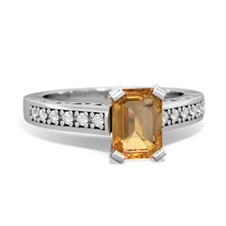 Citrine Art Deco Engagement 7X5mm Emerald-Cut 14K White Gold ring R26357EM