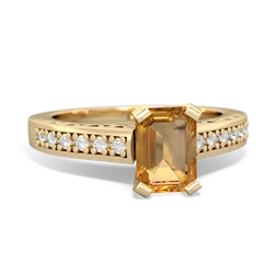 Citrine Art Deco Engagement 7X5mm Emerald-Cut 14K Yellow Gold ring R26357EM