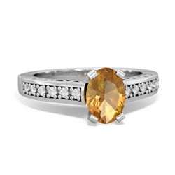 Citrine Art Deco Engagement 7X5mm Oval 14K White Gold ring R26357VL