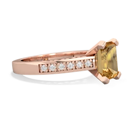 Citrine Art Deco Engagement 8X6mm Emerald-Cut 14K Rose Gold ring R26358EM