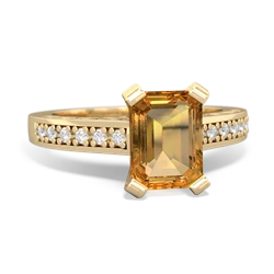 Citrine Art Deco Engagement 8X6mm Emerald-Cut 14K Yellow Gold ring R26358EM