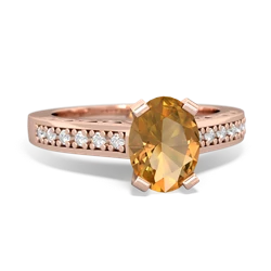 Citrine Art Deco Engagement 8X6mm Oval 14K Rose Gold ring R26358VL