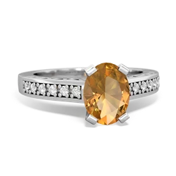 Citrine Art Deco Engagement 8X6mm Oval 14K White Gold ring R26358VL