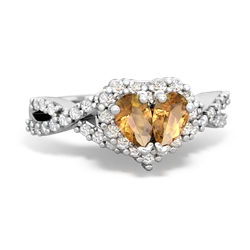 Citrine Diamond Twist 14K White Gold ring R2640HRT