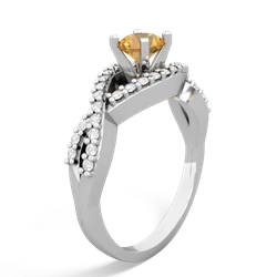 Citrine Diamond Twist 5Mm Round Engagment  14K White Gold ring R26405RD