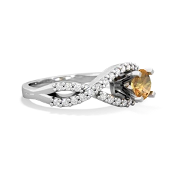 Citrine Diamond Twist 5Mm Round Engagment  14K White Gold ring R26405RD