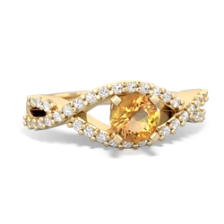 Citrine Diamond Twist 5Mm Round Engagment  14K Yellow Gold ring R26405RD