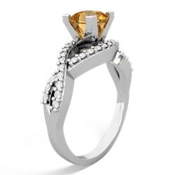 Citrine Diamond Twist 5Mm Square Engagment  14K White Gold ring R26405SQ