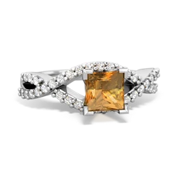 Citrine Diamond Twist 5Mm Square Engagment  14K White Gold ring R26405SQ