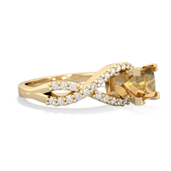 Citrine Diamond Twist 5Mm Square Engagment  14K Yellow Gold ring R26405SQ