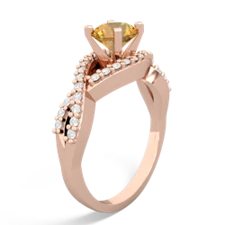 Citrine Diamond Twist 6Mm Round Engagment  14K Rose Gold ring R26406RD