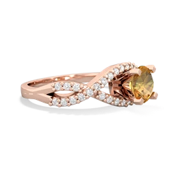 Citrine Diamond Twist 6Mm Round Engagment  14K Rose Gold ring R26406RD