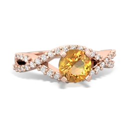 Citrine Diamond Twist 6Mm Round Engagment  14K Rose Gold ring R26406RD