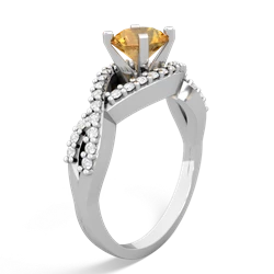 Citrine Diamond Twist 6Mm Round Engagment  14K White Gold ring R26406RD