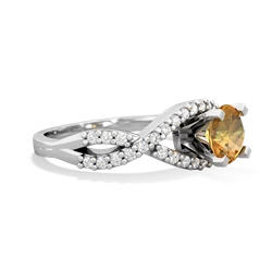 Citrine Diamond Twist 6Mm Round Engagment  14K White Gold ring R26406RD