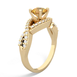 Citrine Diamond Twist 6Mm Round Engagment  14K Yellow Gold ring R26406RD