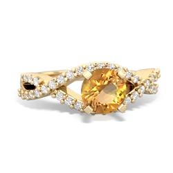 Citrine Diamond Twist 6Mm Round Engagment  14K Yellow Gold ring R26406RD