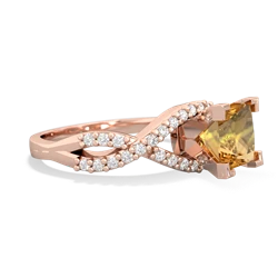 Citrine Diamond Twist 6Mm Princess Engagment  14K Rose Gold ring R26406SQ