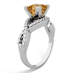 Citrine Diamond Twist 6Mm Princess Engagment  14K White Gold ring R26406SQ