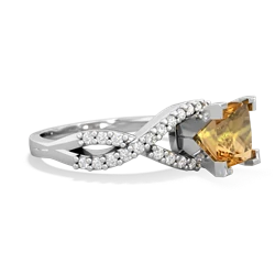 Citrine Diamond Twist 6Mm Princess Engagment  14K White Gold ring R26406SQ