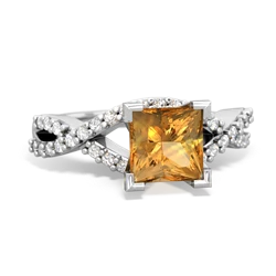 Citrine Diamond Twist 6Mm Princess Engagment  14K White Gold ring R26406SQ