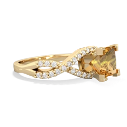 Citrine Diamond Twist 6Mm Princess Engagment  14K Yellow Gold ring R26406SQ