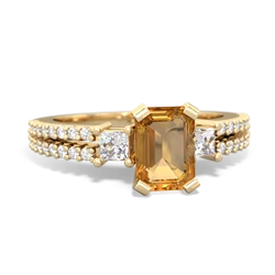 Citrine Classic 7X5mm Emerald-Cut Engagement 14K Yellow Gold ring R26437EM