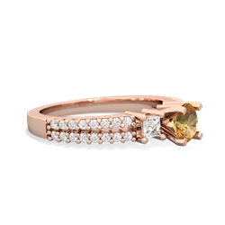 Citrine Classic 5Mm Round Engagement 14K Rose Gold ring R26435RD