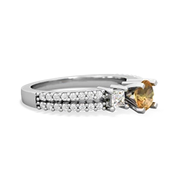 Citrine Classic 5Mm Round Engagement 14K White Gold ring R26435RD