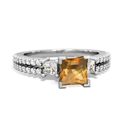 Citrine Classic 5Mm Square Engagement 14K White Gold ring R26435SQ