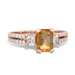 Citrine Classic 7X5mm Emerald-Cut Engagement 14K Rose Gold ring R26437EM