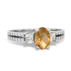 Citrine Classic 7X5mm Oval Engagement 14K White Gold ring R26437VL