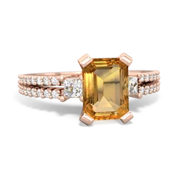 Citrine Classic 8X6mm Emerald-Cut Engagement 14K Rose Gold ring R26438EM