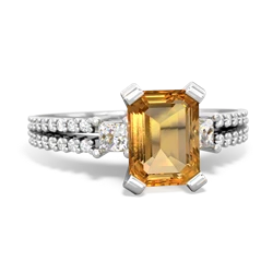 Citrine Classic 8X6mm Emerald-Cut Engagement 14K White Gold ring R26438EM