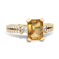 Citrine Classic 8X6mm Emerald-Cut Engagement 14K Yellow Gold ring R26438EM