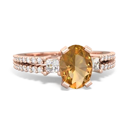 Citrine Classic 8X6mm Oval Engagement 14K Rose Gold ring R26438VL