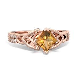 Thumbnail for Citrine Celtic Knot Engagement 14K Rose Gold ring R26445SQ - top view