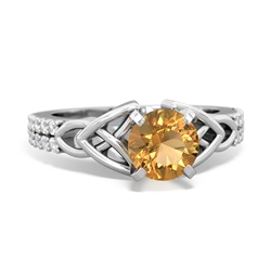 Thumbnail for Citrine Celtic Knot Engagement 14K White Gold ring R26446RD - top view