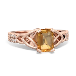 Thumbnail for Citrine Celtic Knot Engagement 14K Rose Gold ring R26447EM - top view