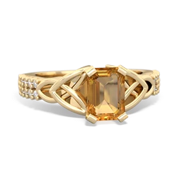 Thumbnail for Citrine Celtic Knot Engagement 14K Yellow Gold ring R26447EM - top view