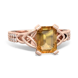 Thumbnail for Citrine Celtic Knot Engagement 14K Rose Gold ring R26448EM - top view