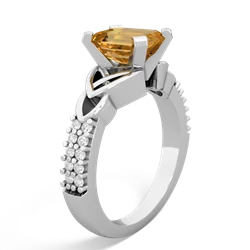 Thumbnail for Citrine Celtic Knot Engagement 14K White Gold ring R26448EM - side view